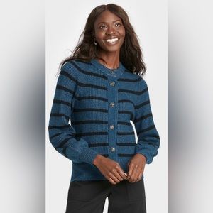 Women's Cardigan - Who What Wear Blue Striped M